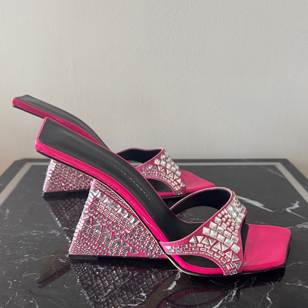 Giuseppe Zanotti Rare Pink and Silver Wedge mules 39 - Picture 4 of 6